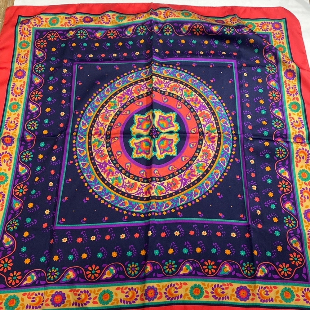 Vintage Challis by‎ Berkshire Scarf Blue Red Italian scarf square